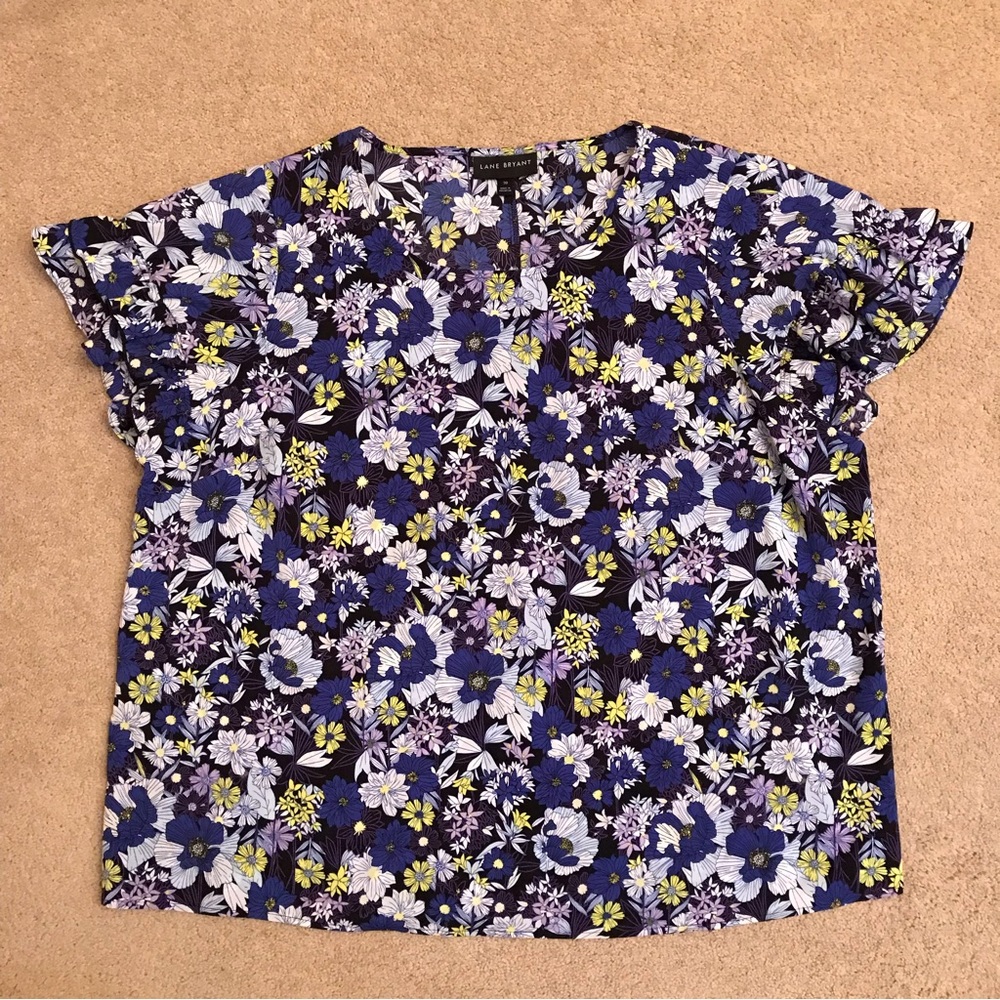 Lane Bryant Floral Blouse - Blue and Yellow